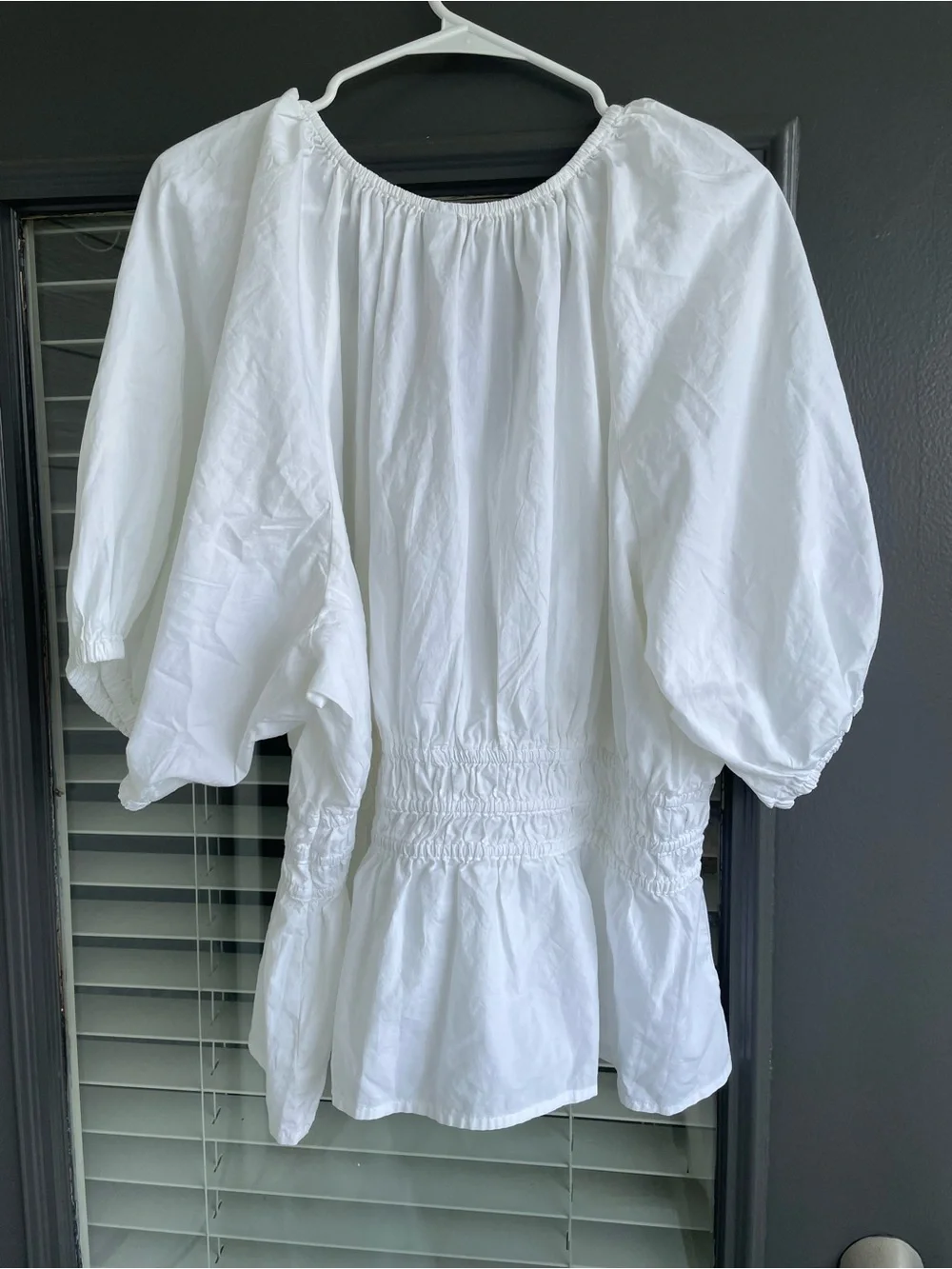 NWOT Women's White 100% Cotton V-Neck Peasant Blouse